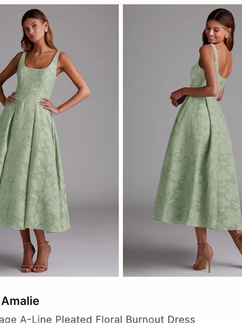 Azazie Amalie Floral Burnout Midi Dress in Sage
